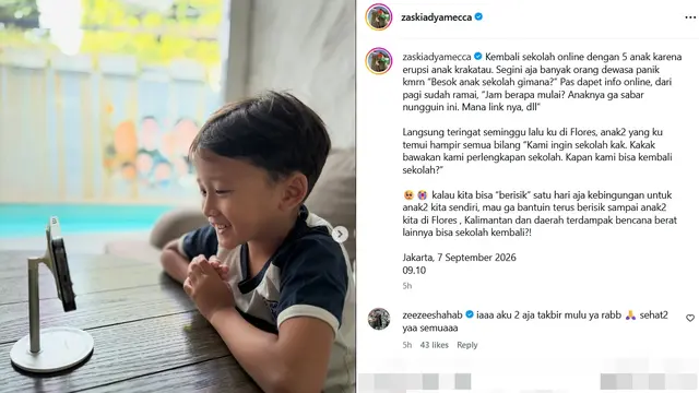 Zaskia Adya Mecca sekolah online anak Flores