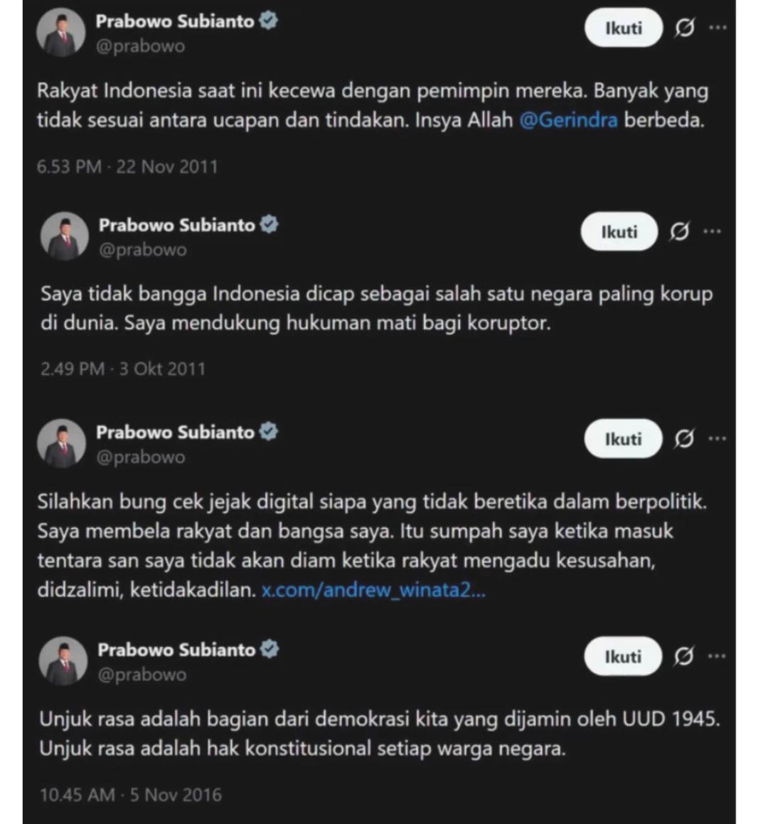 cuitan lama Prabowo kabut asap