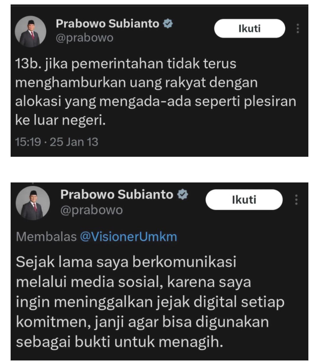 cuitan lama Prabowo kabut asap