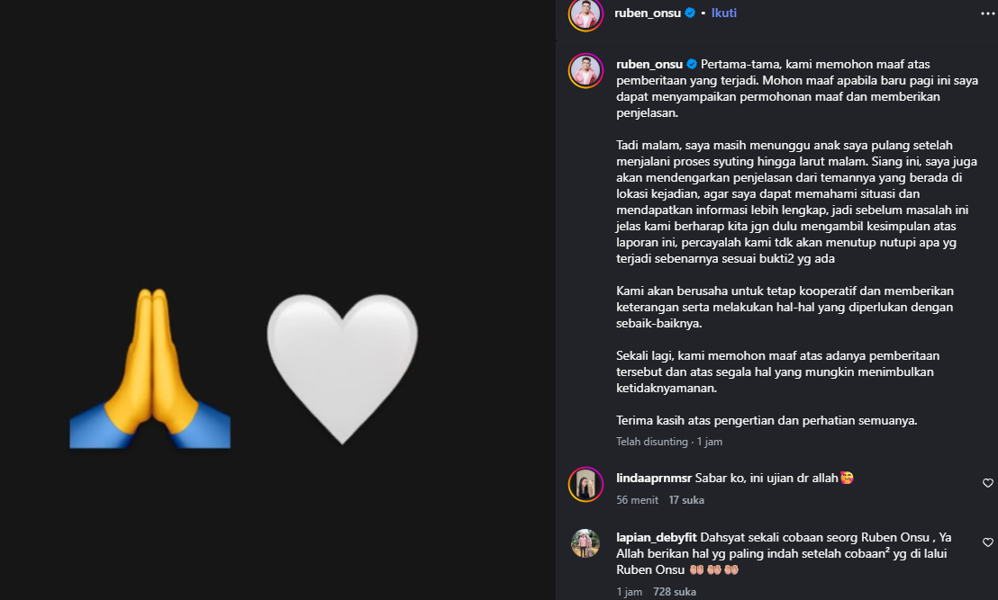 Tangkapan Layar Instagram Ruben Onsu 