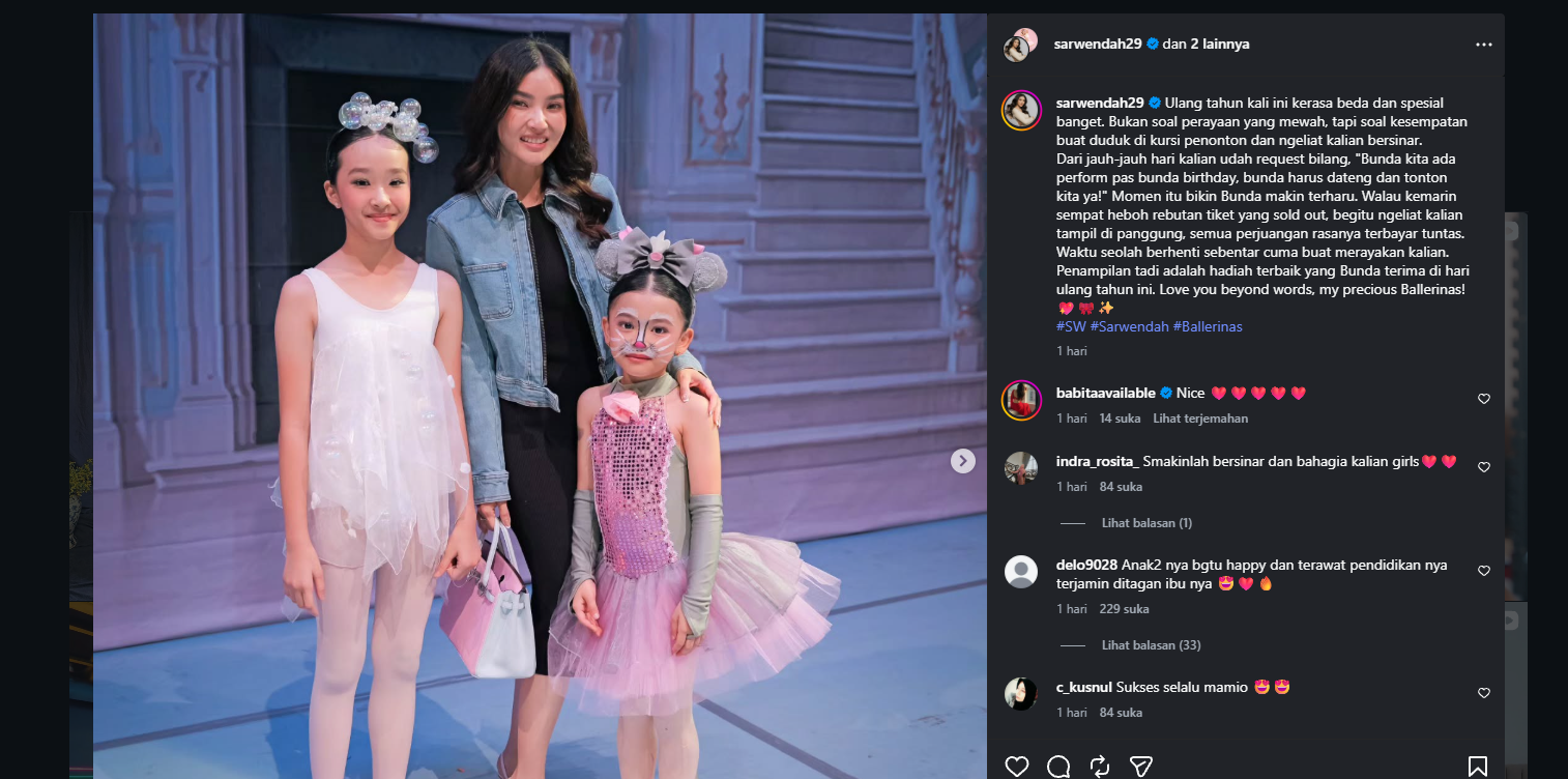 Sarwendah ulang tahun balet anak