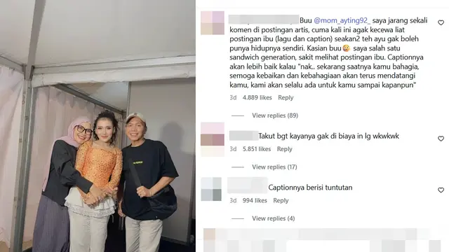 pesan Umi Kalsum Ayu Ting Ting dikritik netizen