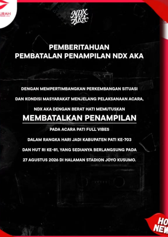 NDX AKA batalkan konser Pati