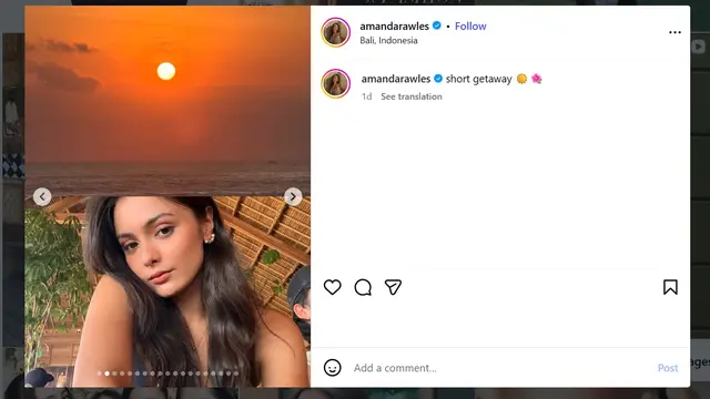 Gaya Kasual Amanda Rawles saat Liburan di Bali Bikin Warganet Salfok