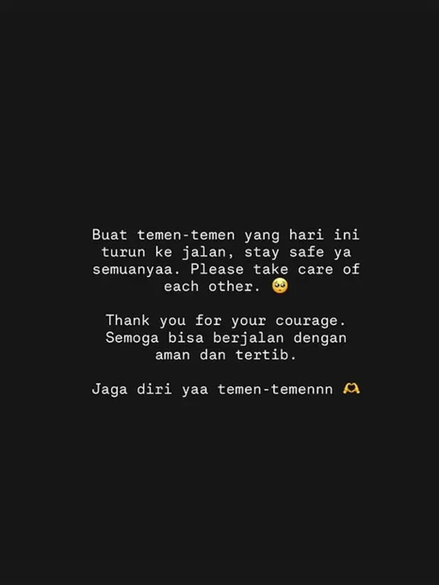Maudy Ayunda pesan keselamatan pendemo