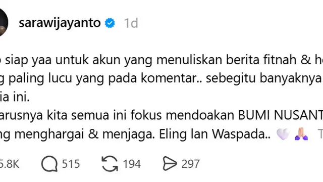 Sara Wijayanto peringatan penyebar hoax